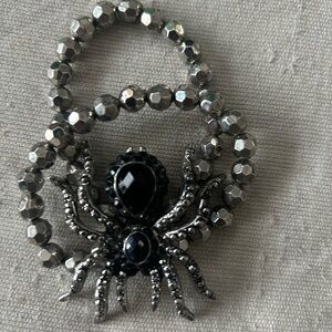 Black Spider bracelet with Faceted Beads